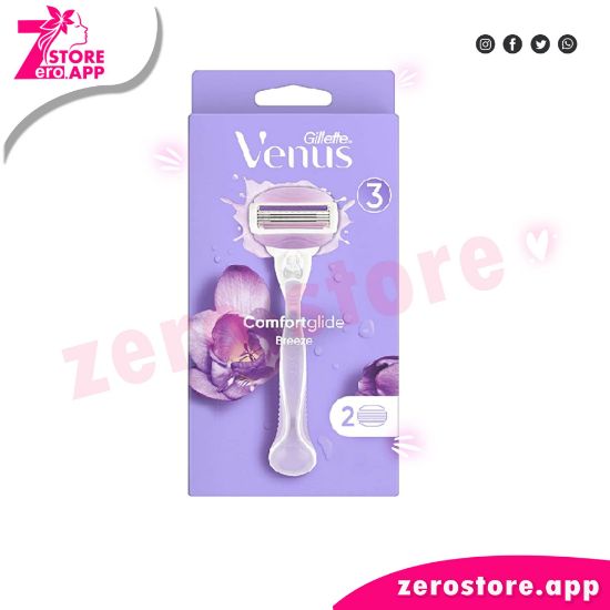 صورة جيليت فينوس بريز مقبض ماكينة حلاقة 2 في 1 مع شفرتين بديلة للنساء