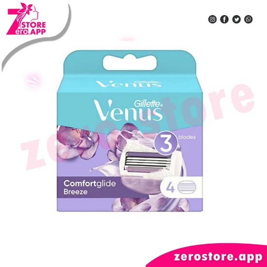 صورة جيليت شفرات حلاقة غيار لماكينة فينوس بريز للنساء ، 4 قطع – موف