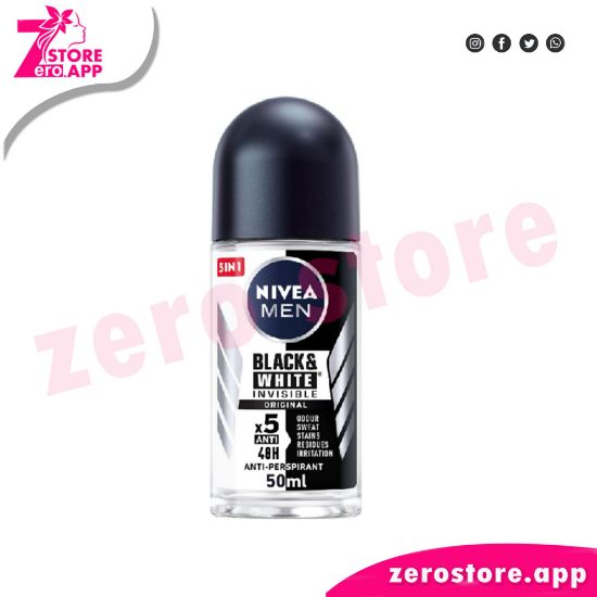 صورة نيفيا رول مضاد تعرق اصلي غير مرئي للرجال بلاك اند وايت – 50 مل