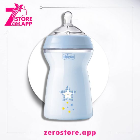 صورة شيكو ببرونة رضاعة ناتشورال فيلينج مضادة للمغص  ، 330 مل  - ازرق فاتح