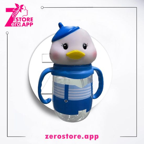 صورة ليتل فيش ببرونة بلاستيك بتصميم بطة مع يد من فيش  210 مل - ازرق