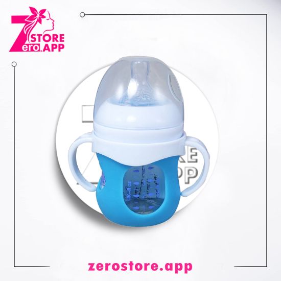 صورة  لاكي بيبى ببرونة ناتشورال زجاج بغلاف سيليكون بيدين 120 مل – لبني  