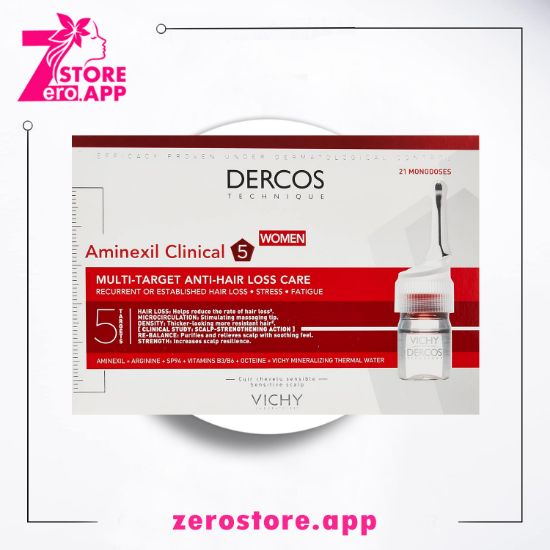 صورة فيشي ديركوس امبولات امينكسيل كلينيكال 5 للنساء 21 جرعة سينجل × 6 مل 