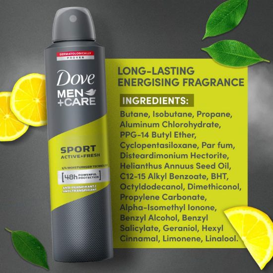 صورة دوف اسبراى رجالى سبورت اكتيف وفريش عديم الرائحة، للرجال، 250 مل