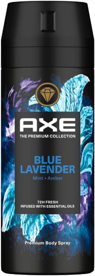 صورة اكس بخاخ للجسم للرجال من ذا بريميوم كوليكشن، بلو لافندر لرائحة الجسم الدقيقة ومزيل عرق للحماية من الروائح الكريهة لمدة 72 ساعة، 150 مل