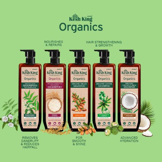 صورة شامبو كيش كينج العضوي بزيت النيم مع برينجراج | يزيل القشرة ويقلل تساقط الشعر | لشعر ناعم ولامع | عضوي | خالٍ من الألوان الصناعية والبارابين والفثالات والمواد الكيميائية الضارة، 300 مل