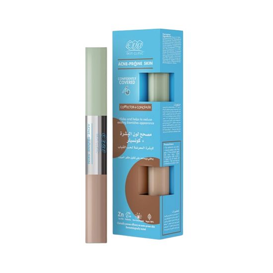 صورة كونسيلر + مصحح للبشرة المعرضة لحب الشباب من ايفا سكين كلينك، 2 × 5 مل، شفاف