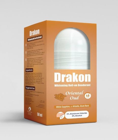 صورة مزيل عرق دراكون أورينتال عود وايتنينج رول أون، الياقوت الأبيض، الأربوتين، الشبة، 0% كلوريد الألومنيوم و0% كحول - 50 مل
