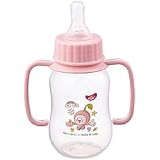 صورة 	 ببرونة بولي بروبيلين بمقابض للاطفال كريستال ستاندارد من ليتل فيش، 150 مل - بينك