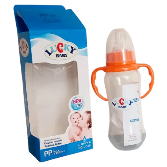 صورة ببرونة بلاستيك من لاكي بيدين 280 مل – أورنج